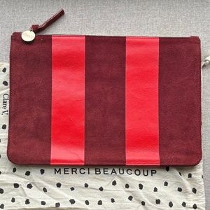 Clare V Burgundy Suede Flat Clutch